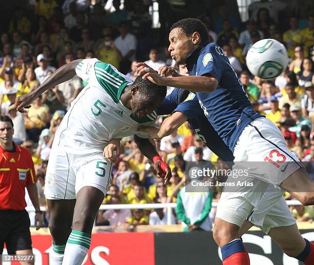Kenneth Omeruo, Nigeria, fights for the ball with Francis Coquelin, France During The Match Between France and Nigeria by Quarterfinals round of the...