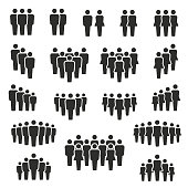 Vector illustration of group of stylized people in black
