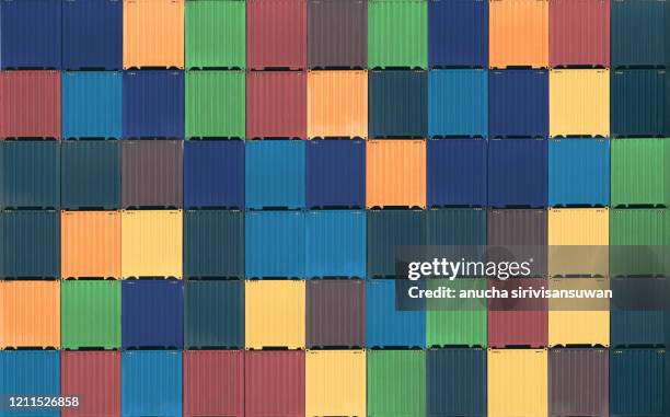 container box in warehouse in shipping port. - cargo container texture stock pictures, royalty-free photos & images