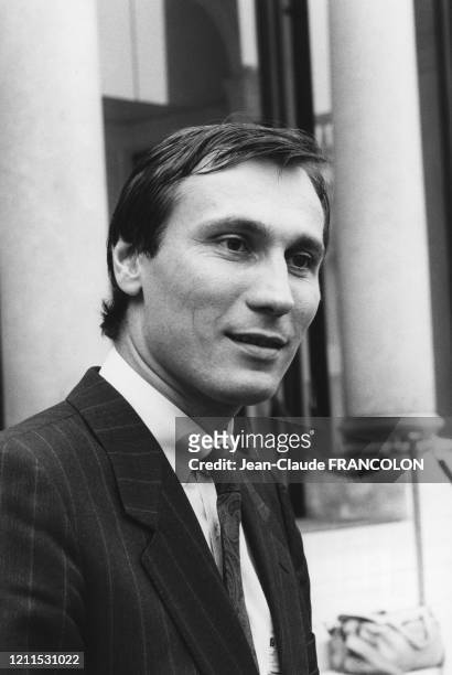 Jean-Marie Bockel, nouveau Secrétaire d'état au Commerce à l'Artisanat et au Tourisme le 25 juillet 1984 à Paris, France.