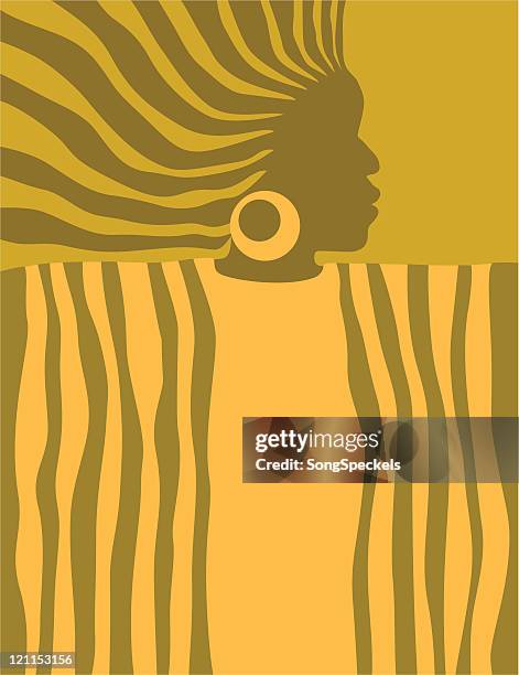 illustrazioni stock, clip art, cartoni animati e icone di tendenza di stilizzato donna africana - afro