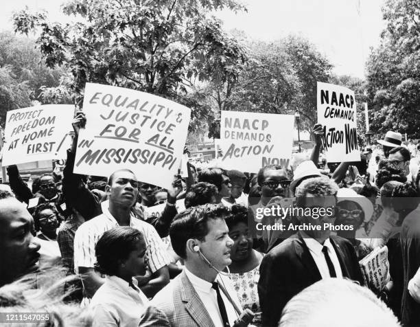 Members of the National Association for the Advancement of Colored People protesting against the disappearance of three civil rights activists from...