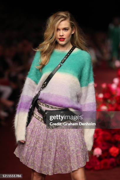 Victoria Lee walks the runway in a design by Isabel Marant Etoile during the Gala Runway 1 show at Melbourne Fashion Festival on March 10, 2020 in...