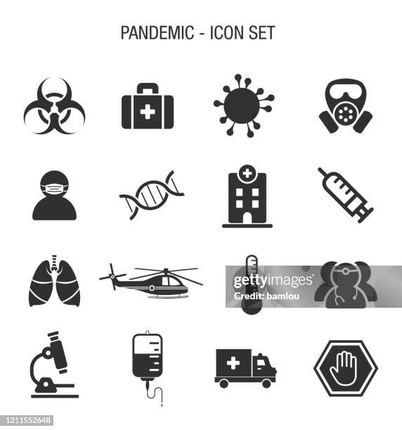 ilustraciones, imágenes clip art, dibujos animados e iconos de stock de conjunto de iconos de pandemia - neumonía