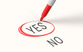 Red Marker Highlights Selects and Marks Yes on White Paper