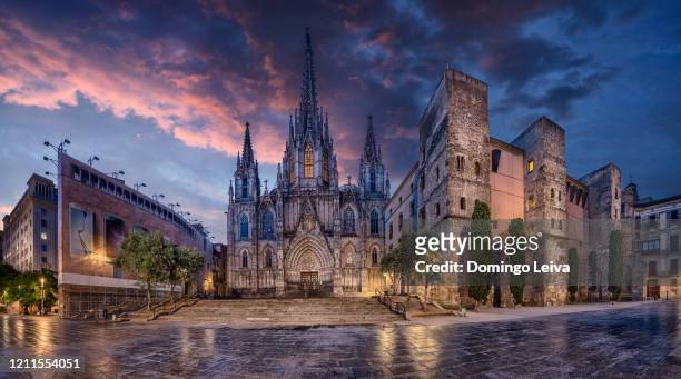 barcelona cathedral in the morning, spain - barcelona cityscape stock pictures, royalty-free photos & images