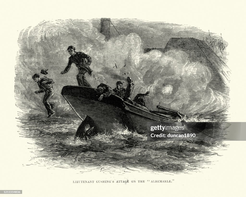 Css War William Cushing Attacking The Css Albemarle American Civil War High-Res ...