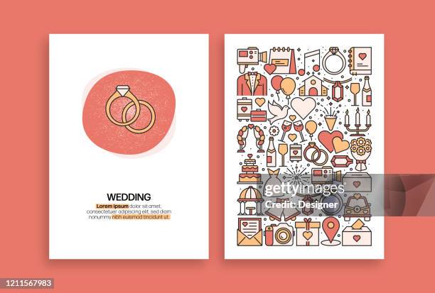 illustrations, cliparts, dessins animés et icônes de conception liée au mariage. modèles de vecteurs modernes pour brochure, couverture, dépliant et rapport annuel. - wedding congratulations