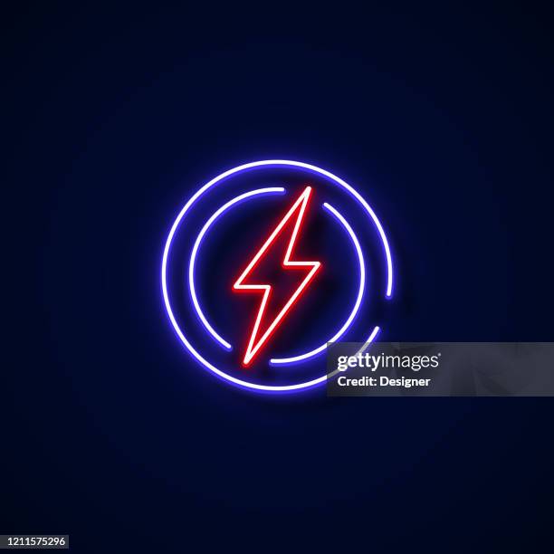 electricity icon neon style, design elements - royal blue stock illustrations