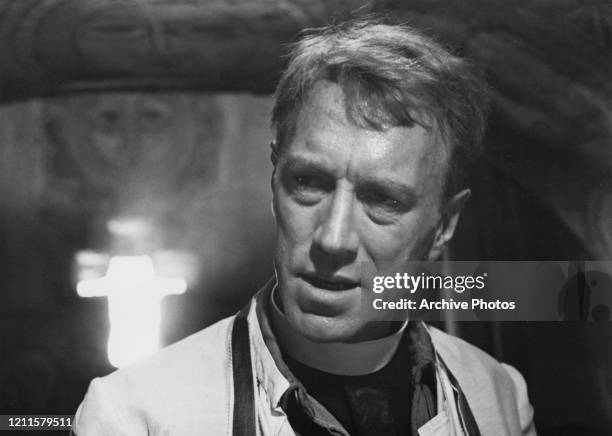 Swedish-French actor Max von Sydow as 'Father Lankester Merrin' in horror film 'Exorcist II: The Heretic', a Richard Lederer Production for Warner...