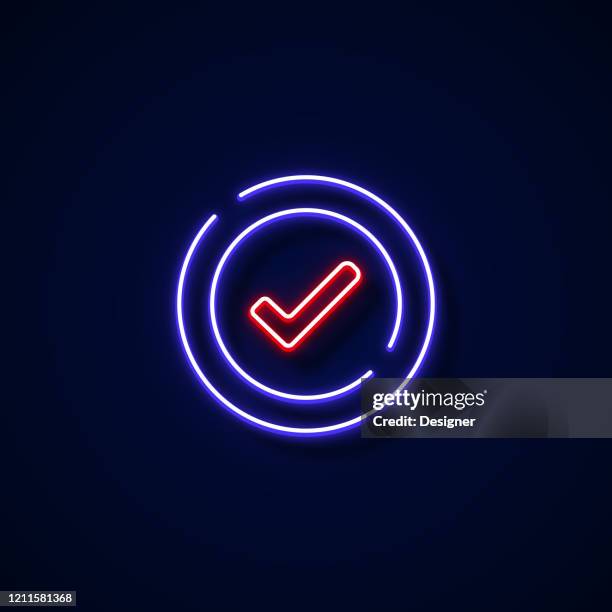 approved icon neon style, design elements - approval stamp vector stock illustrations