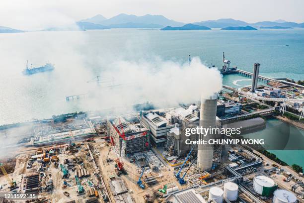 coal-fired power station in lamma island - electronic vapor stock pictures, royalty-free photos & images