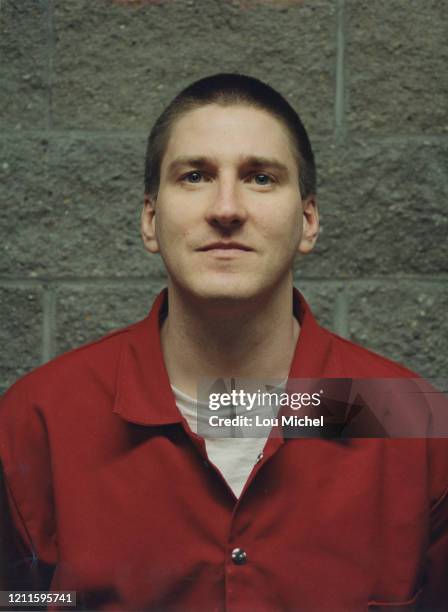 Portrait of American domestic terrorist Timothy McVeigh on death row at a US Penitentiary, Terre Haute, Indiana, 2001. McVeigh was convicted of, and...