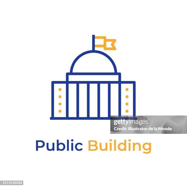 ilustraciones, imágenes clip art, dibujos animados e iconos de stock de icono de color de la línea del edificio público - edificio federal
