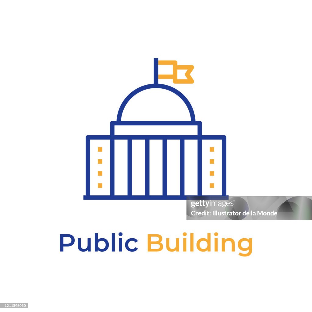 Public Building line color icon