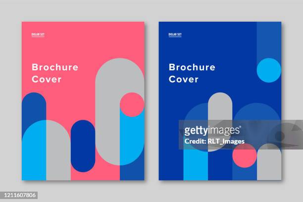 brochure cover design template with retro midcentury geometric graphics - innovation stock illustrations