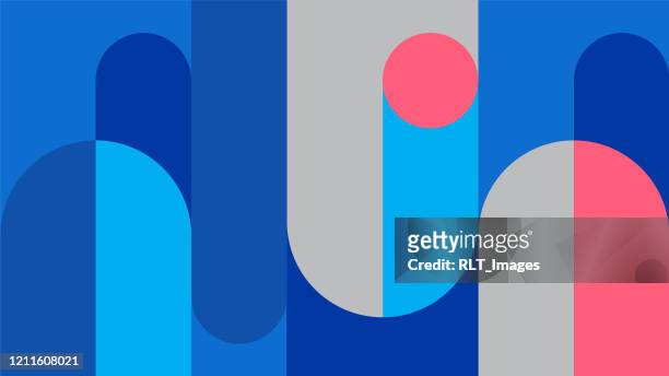 abstrakte retro midcentury geometrische grafiken - blue stock-grafiken, -clipart, -cartoons und -symbole