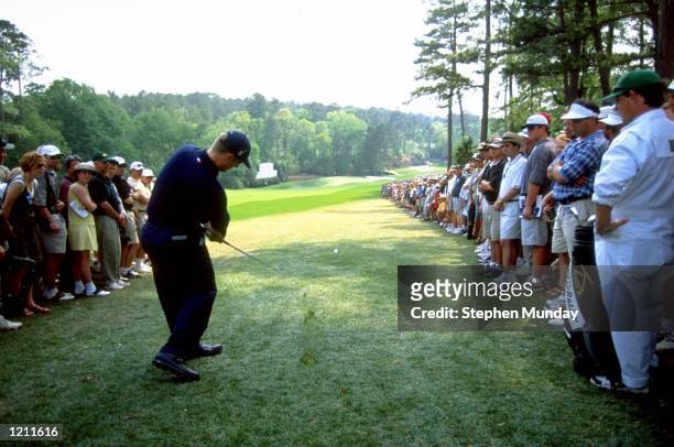 David Duval of the USA plays from the rough on the 11th hole during the 1999 US Masters at the Augusta National GC in Augusta, Georgia, USA. \...