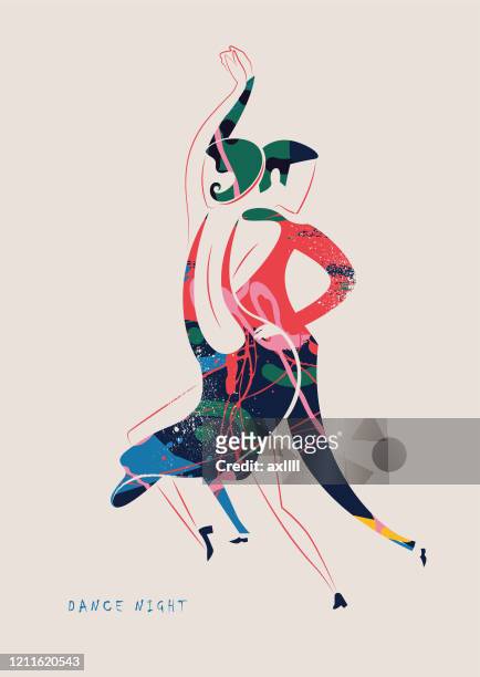 bildbanksillustrationer, clip art samt tecknat material och ikoner med dans, par, danspar, mode i stil med 20-talet - vektorillustration - dansa