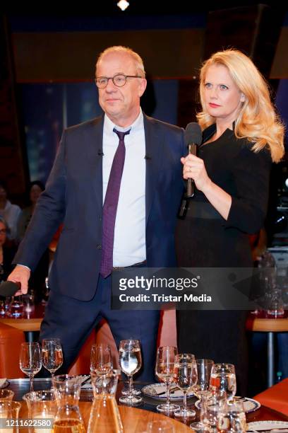 Hubertus Meyer Burckhardt and Barbara Schoeneberger during the NDR Talk Show on March 9, 2020 in Hamburg, Germany.