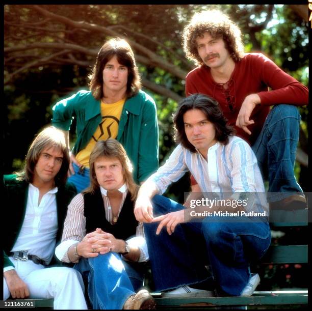 Player, group portrait, USA, circa 1977, L-R Peter Beckett, John Friesen, JC Crowley, Ronn Moss, Wayne Cook.
