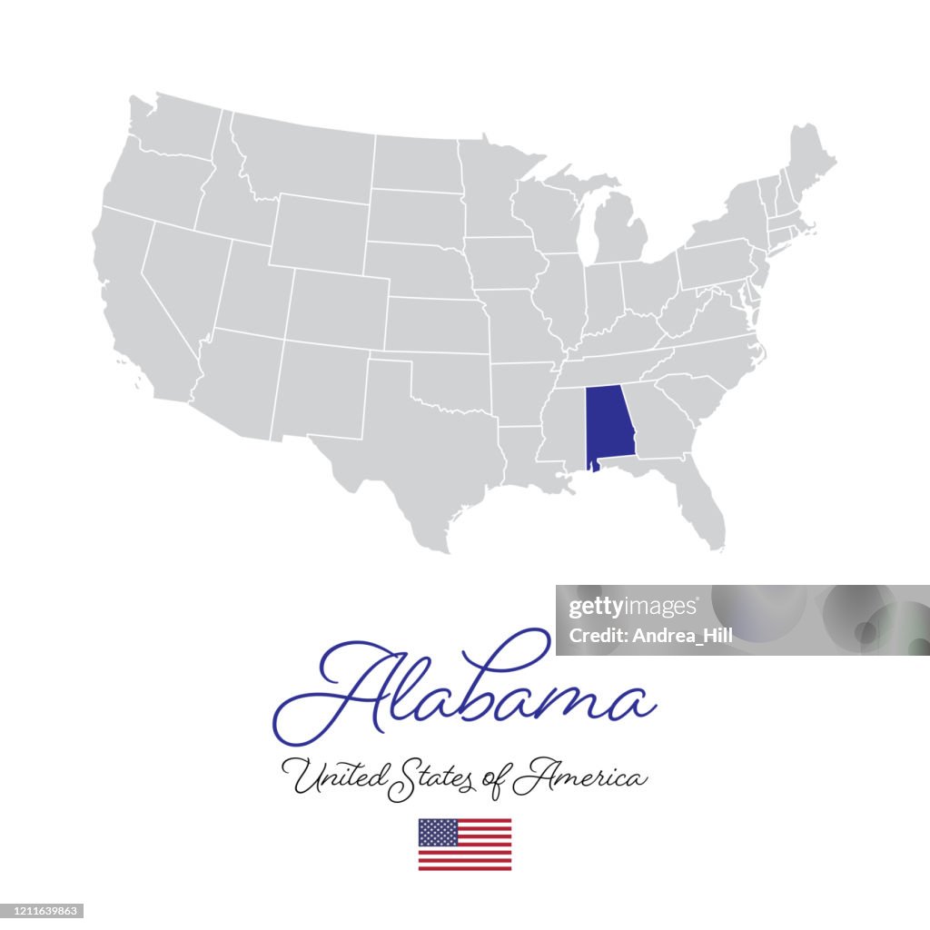 Alabama In Usa Alabama In Usa Vector Map Illustration High-Res Vector Graphic - Getty ...