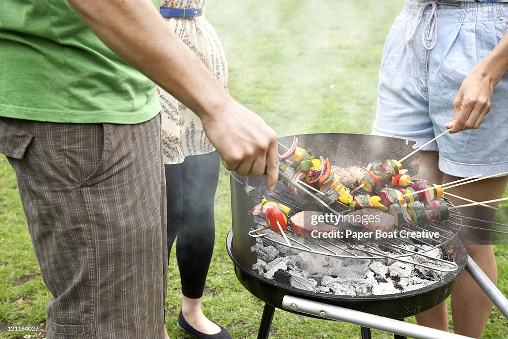 A bbq with friends in the park in Summer