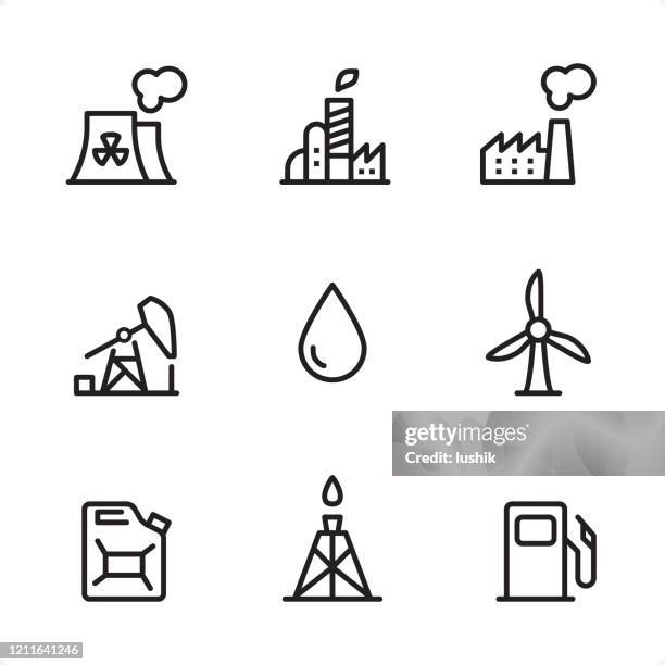 ilustrações de stock, clip art, desenhos animados e ícones de industry - single line icons - lata de óleo