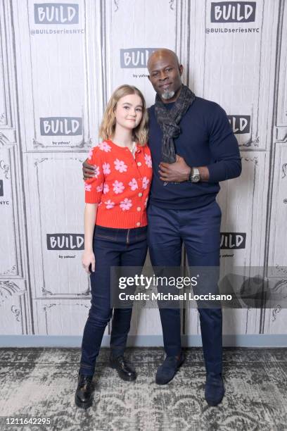 Millicent Simmonds and Djimon Hounsou visit Build to discuss the film "A Quiet Place Part II" at Build Studio on March 10, 2020 in New York City.