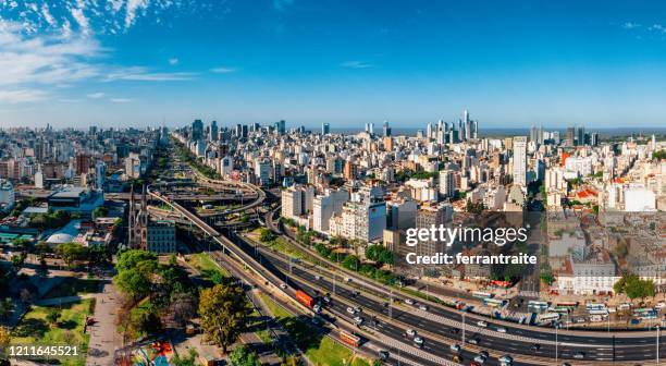 buenos aires skyline - avenida 9 de julio stock pictures, royalty-free photos & images