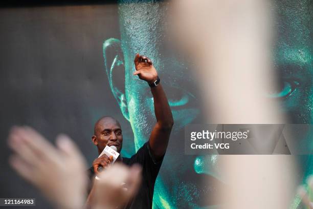 Kevin Garnett of the Boston Celtics attends ANTA promotional event on August 14, 2011 in Guangzhou, Guangdong Province of China.