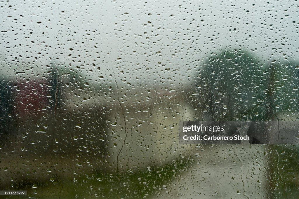Rain drops on a window pane