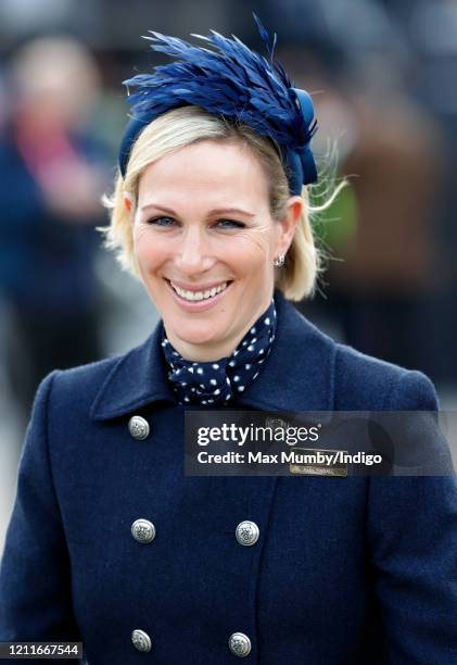 Zara Tindall attends day 1 'Champion Day' of the Cheltenham Festival 2020 at Cheltenham Racecourse on March 10, 2020 in Cheltenham, England.