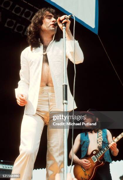 Bad Company perform at Charlton Athletic, London, 18th May 1974, Paul Rodgers, Mick Ralphs.