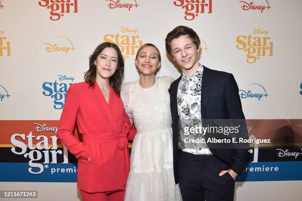 Director/screenwriter Julia Hart, Grace VanderWaal, and Graham Verchere attend the Premiere of Disney’s STARGIRL at El Capitan Theatre on March 10,...