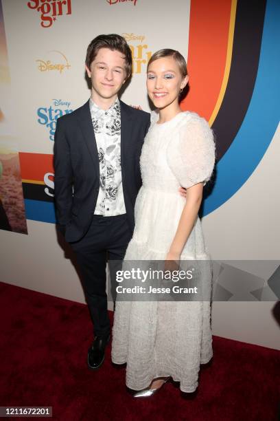 Graham Verchere and Grace VanderWaal attend the Premiere of Disney’s STARGIRL at El Capitan Theatre on March 10, 2020 in Los Angeles, California.