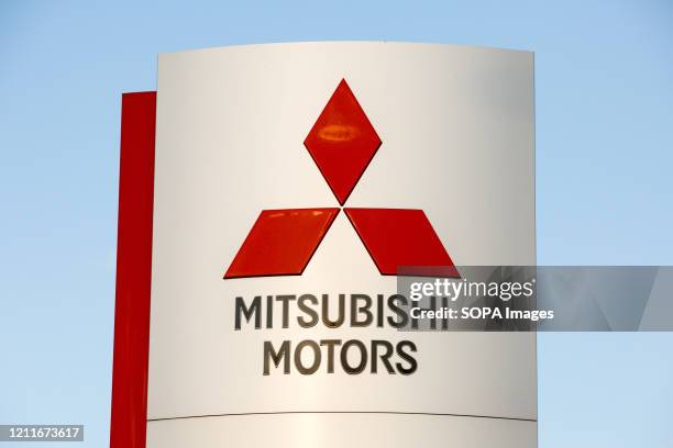 Japanese multinational automotive manufacturer headquartered in Minato, Tokyo, Mitsubishi Motors logo seen at one of their car showrooms.