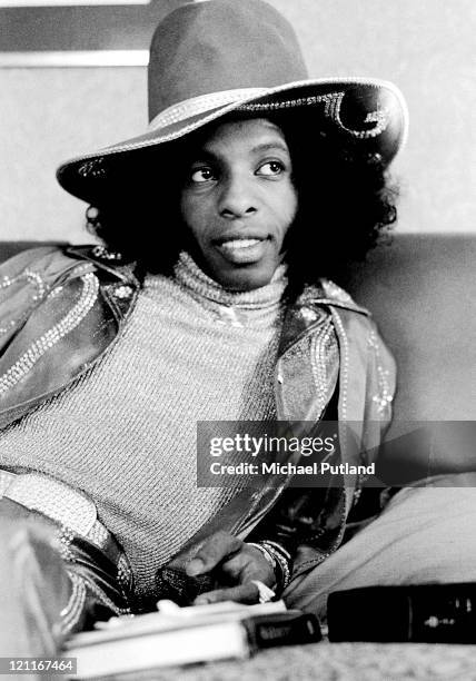 Sly Stone of Sly And The Family Stone posed in London on 16th July 1973.