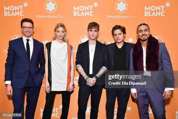 Hugh Jackman, Martha Hunt, Gabriel-Kane Day-Lewis, Dylan Sprouse, and Quincy Brown attend the Montblanc MB01 Headphones & Summit 2+ Launch Party at...