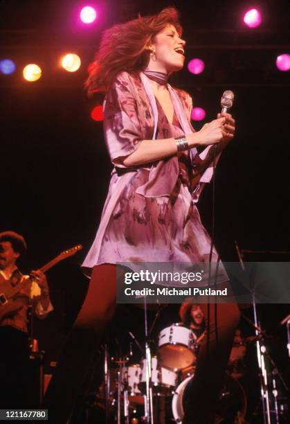 Carly Simon performs on stage, New York, April 1978.