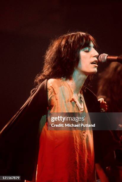 Patti Smith performs on stage, New York, 1976.