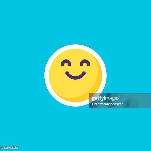 emoticon sticker on blue blackground flat design - comfortable stock illustrations