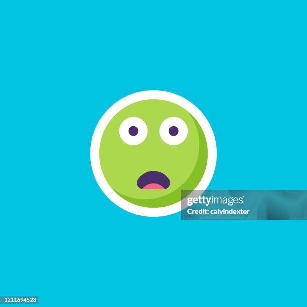 emoticon sticker on blue blackground flat design - sick emoji stock illustrations
