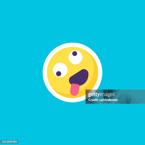 emoticon sticker on blue blackground flat design - wellness program stock illustrations