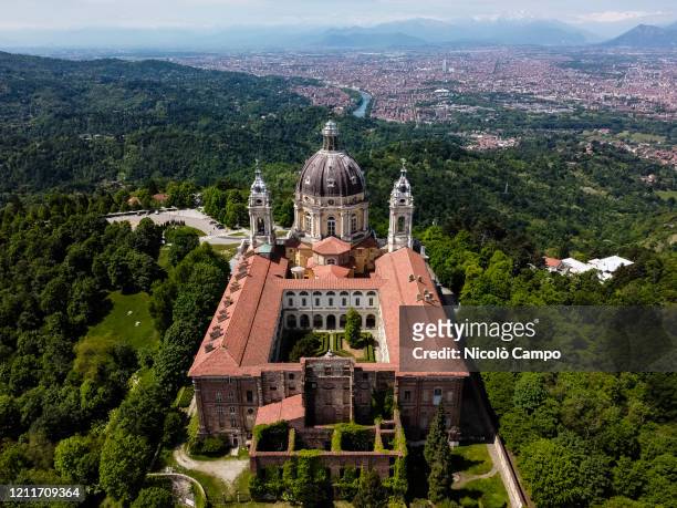 General view shows Basilica of Superga. On May 4 an airplane carrying the Grande Torino football team from Lisbon to Turin crashed into a wall of the...