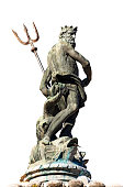 Statue of Neptune isolated on white background - Trento Italy