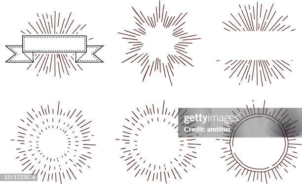 retro star burst new - vintage banner icon set stock illustrations