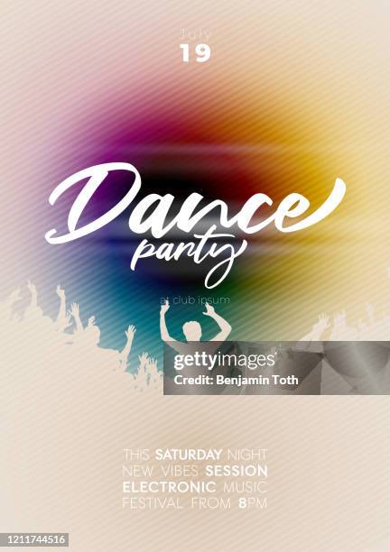 dance party banner with abstract liquid gradient circle shape - crazy house stock illustrations