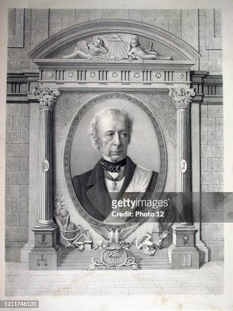 Sauvaire Portrait of Jean-Pons Viennet 1867 Lead pencil drawing The Great Commander of the Supreme Council of France, ancestor of the Grand Lodge of...