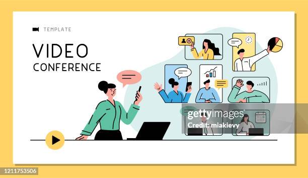 geschäftskonzept für videokonferenzen - business meeting stock-grafiken, -clipart, -cartoons und -symbole